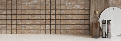 Porcelain Mosaic Mira (Square) Brown Satin Matte Backsplash Tile 2"x2"